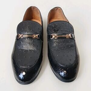 JITAI Mens Lindford Moc Toe Bit Slip-on Penny Loafer Sz 11 .5 Texture Leather